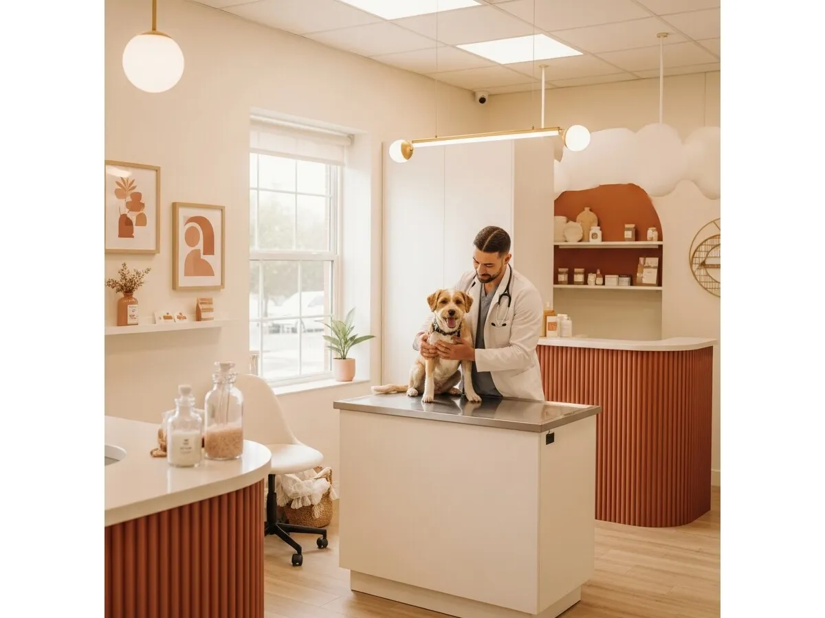 Equipo veterinario revisando mascota en urgencias